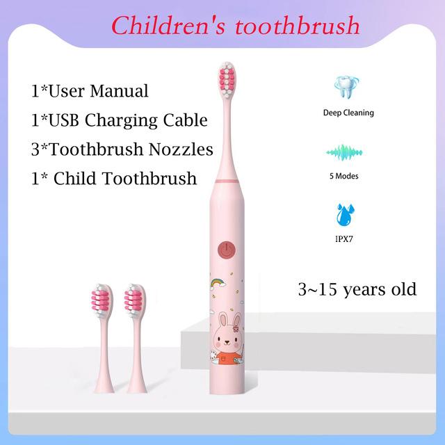 Children Sonic Electric Toothbrush Cartoon Pattern for Kids with Replace The Tooth Brush Head Ultrasonic Toothbrush Soft Nozzles