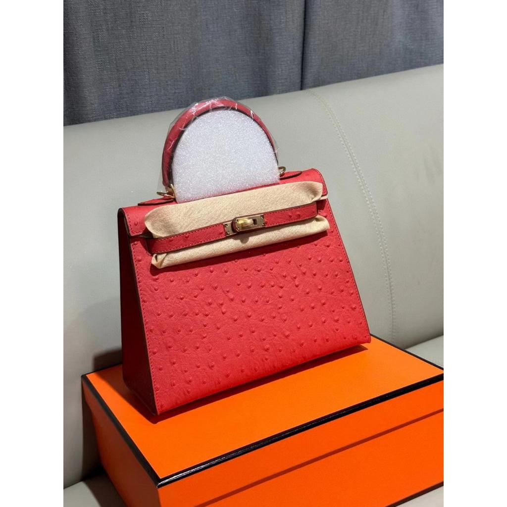 2026 Neue Leder-Damenhandtasche erste Schicht Straußenmuster Rindsleder erste und zweite Generation tragbar Einzel schulter schräg über tragbar Damenhandtasche