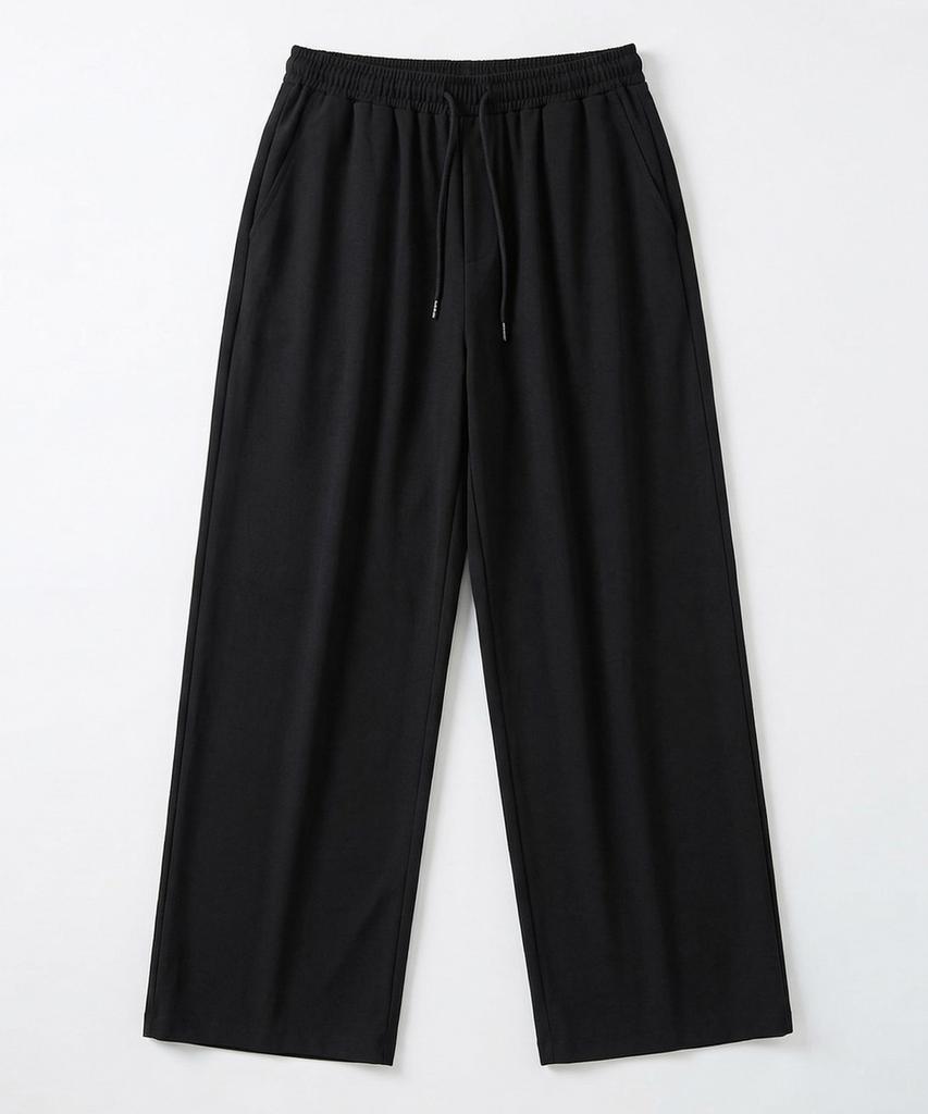 ROCKED GARAGE Unisex Cooling Semi-Wide Elastic Waist Pants_Black
