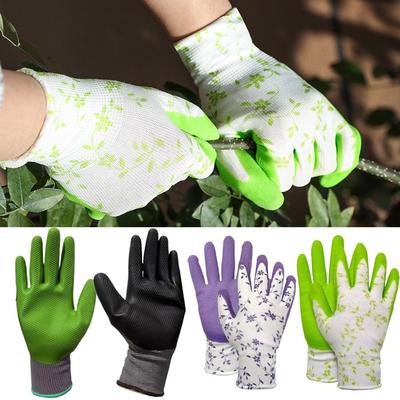 Latex Foam Garden Gloves Breathable Material Non-Slip Gardening Gloves Protective Wear-Resistant Work Gloves Construction Sites