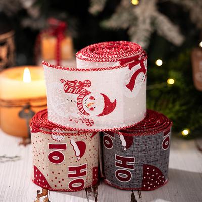 Christmas Ribbon Navidad Decor Christmas Printed Ribbon For Flower Garlands Christmas Tree Decor Xmas Decorative Supplies 1/3pcs