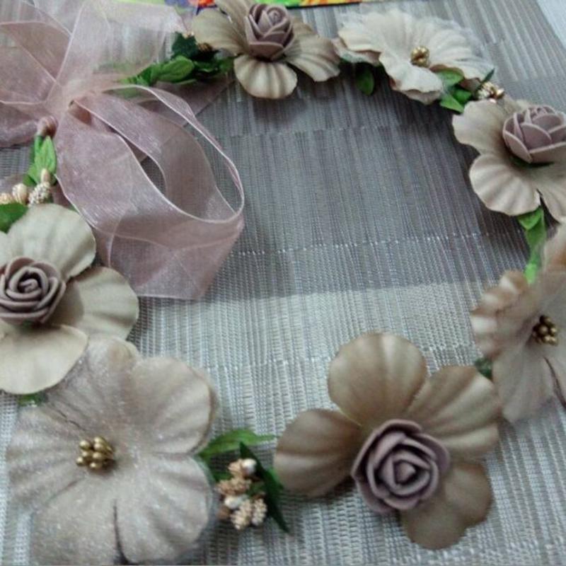 Bride Wedding Headband Boho Floral Headdress Flower Hairband Beach Party Crown