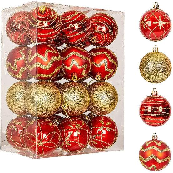 

24 шт. Рождественские шары, украшения для рождественской елки, безделушки, подвески для домашнего декора, Новый год 2024, подвеска Navidad, шар, аксессуары 6cm