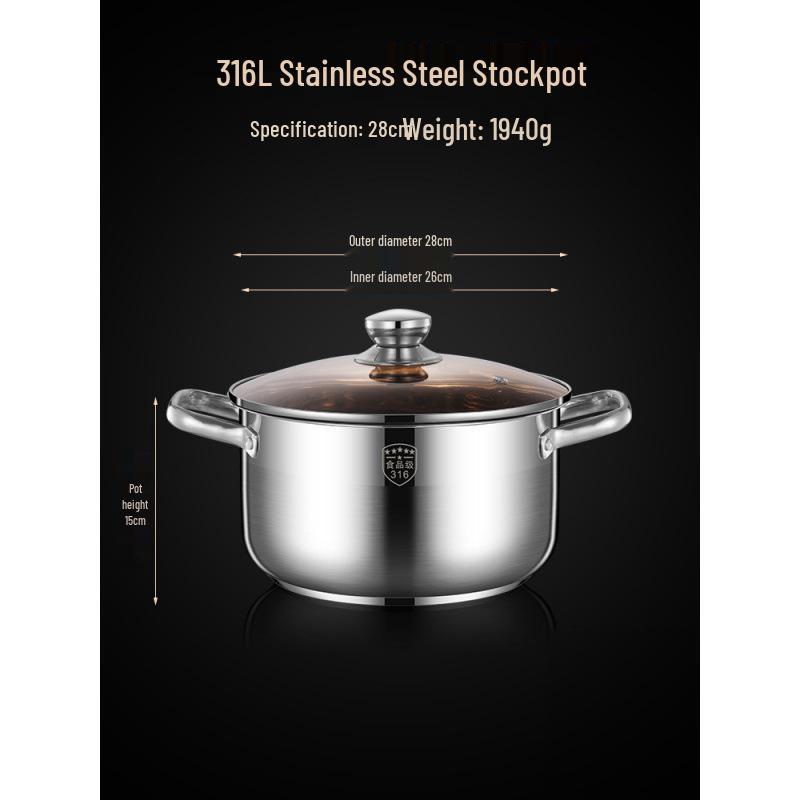 2025 Three-Layer 316 Stainless Steel Steamer & Soup Pot for Induction & Gas Stoves