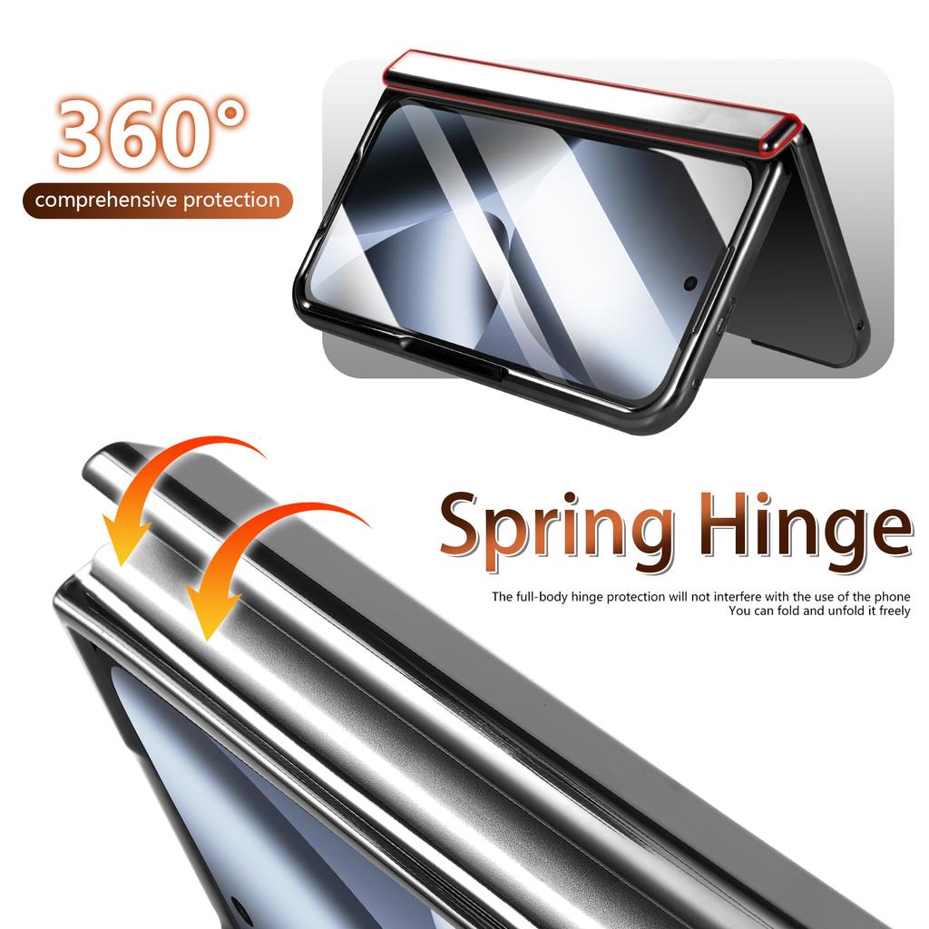For Google Pixel 10 Pro Fold with Magnetic Card Holder and Tempered Glass Screen Protector Foldable Phone Case