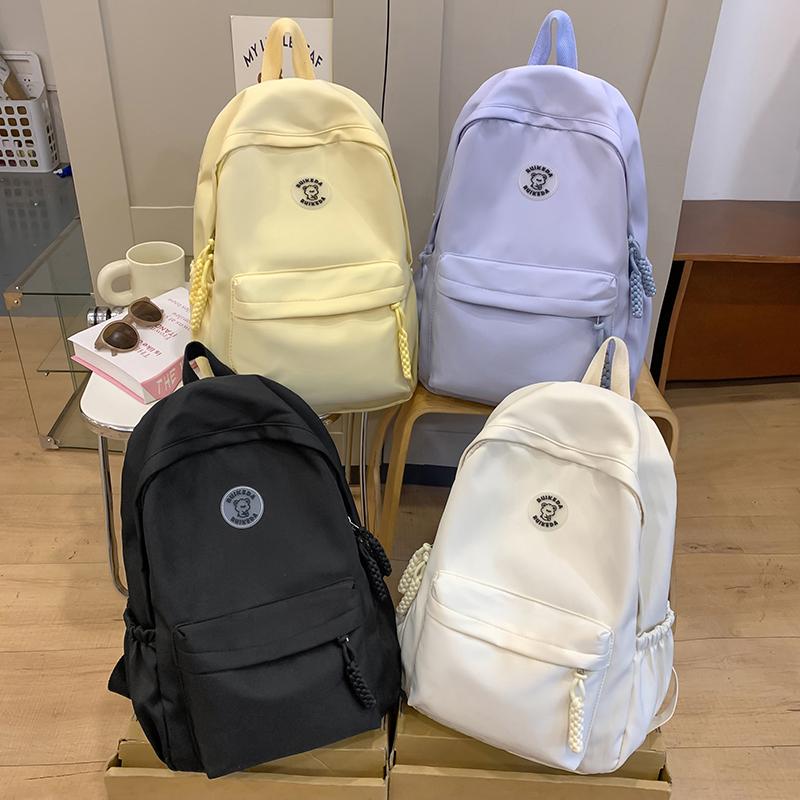 Student School Bag Women's Large Capacity Backpack Solid Color Backpack