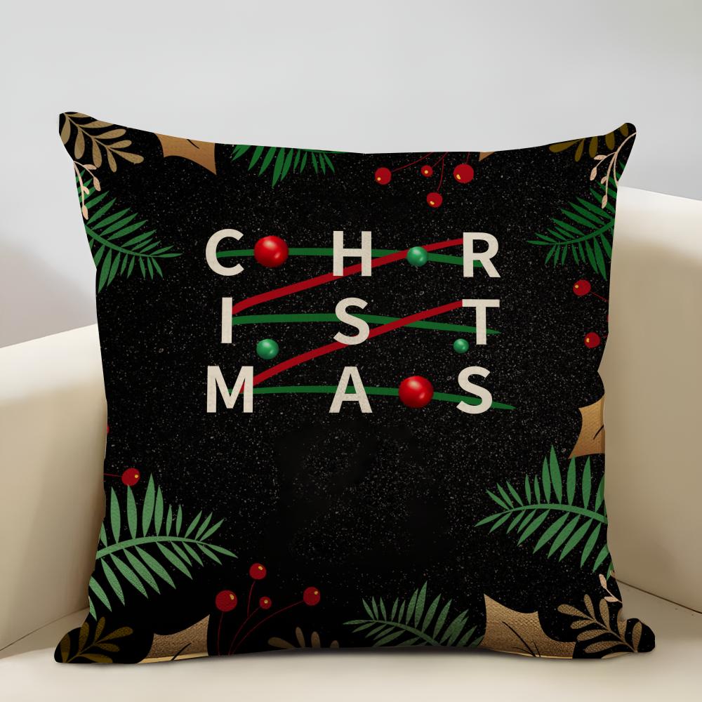Merry Christmas Cushion Cover Household Decoration Linen Sofa Cushion Cover: Skin-Friendly & Breathable With Invisible Zipper
