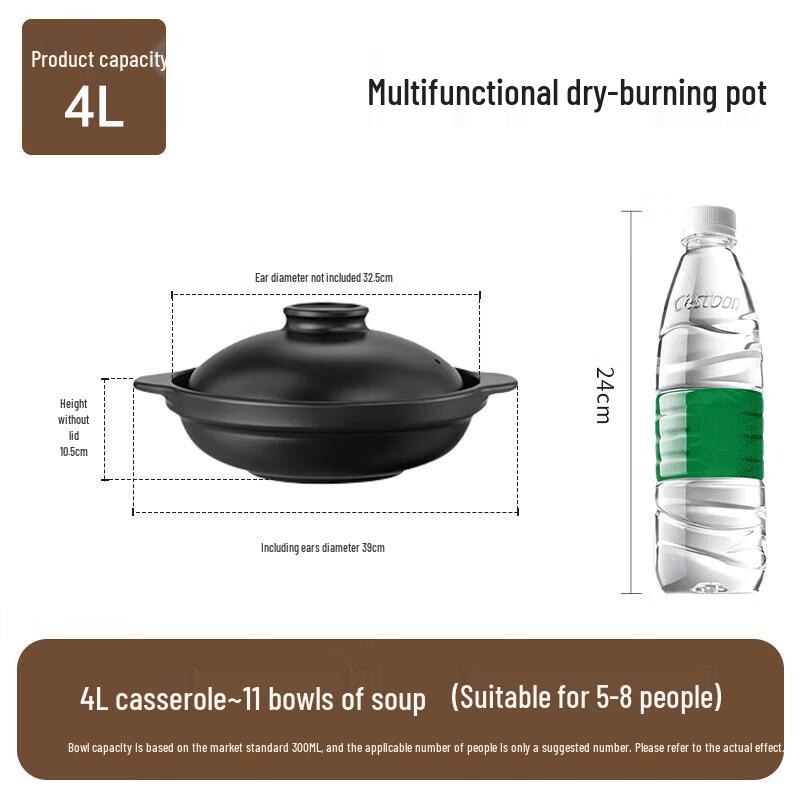 OUOETY 4000ml Ceramic Clay Pot with Lid