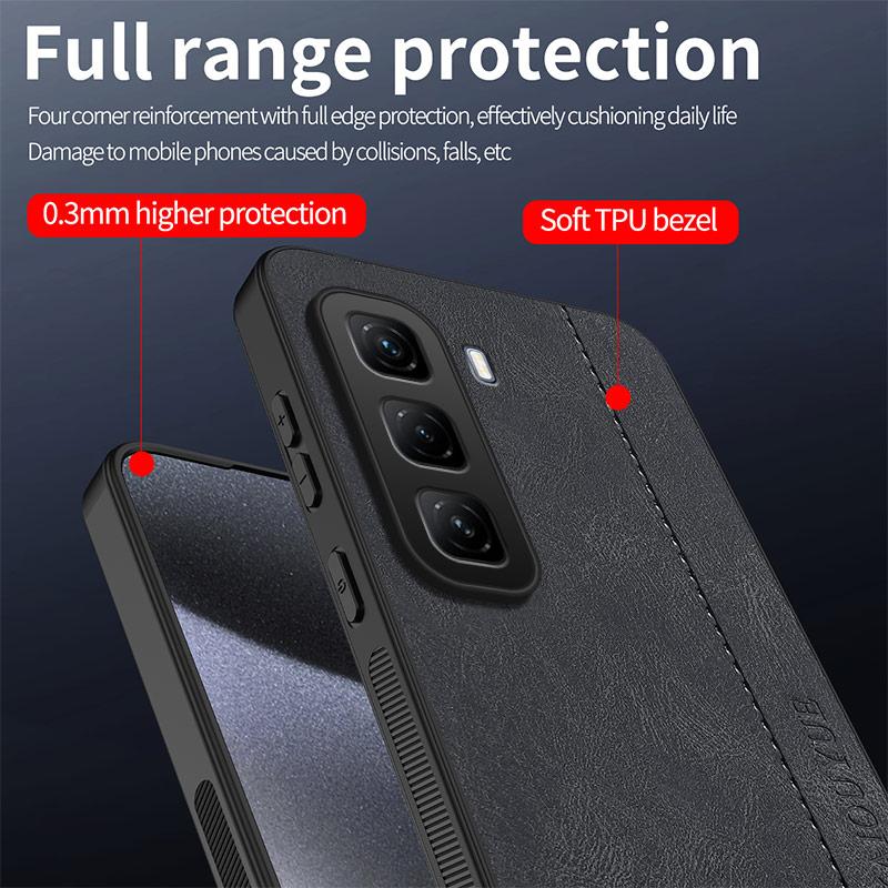 Stitching Color Retro Matte Leather Case For Infinix Hot 60 50 40 Pro Plus 60i 50i Full Cover Camera Protector Anti Slide Shell