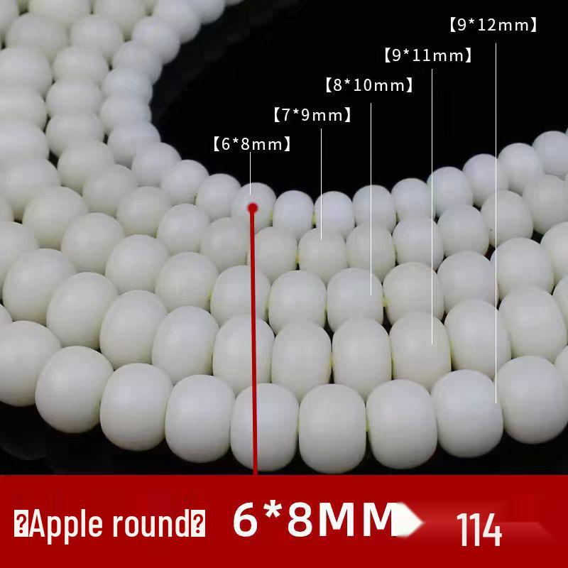 White Jade Bodhi 114-Bead Bracelet: Smooth, High-Density Apple Barrel Beads
