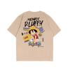 Japanese Anime T-shirt Monkey D'Luffy Cream Men's Cotton T-shirt Summer New Retro Fashion Men's and Women's Streetwear