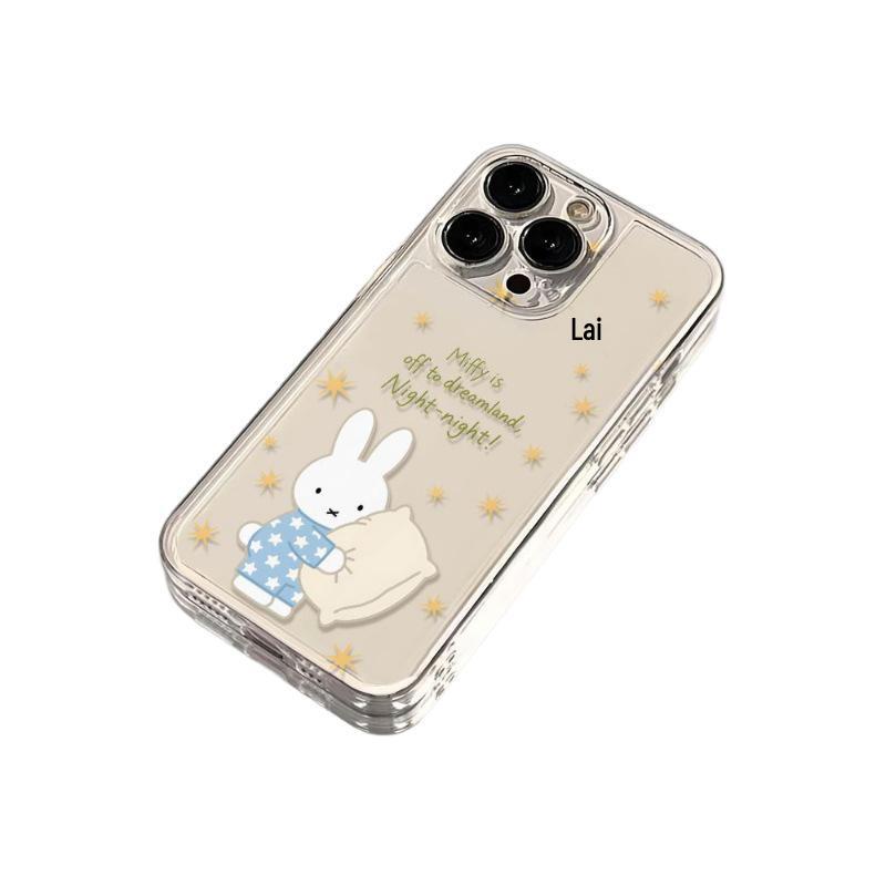 Goodnight Miffy Pajamas Transparent Space Case for Apple 11/14/15/16pro/17promax - Cute Design with Precise Cutouts