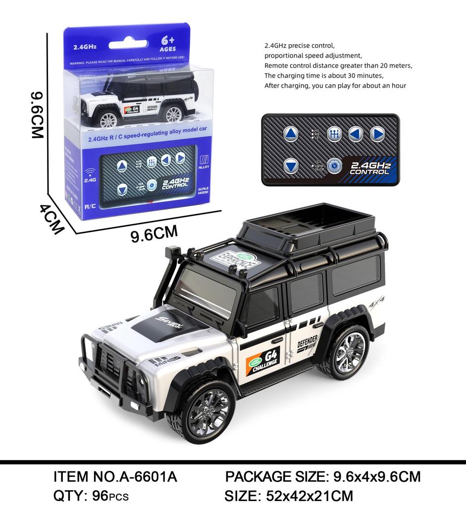 Mini Remote Control Car Toy 2.4G, Adjustable Speed, Lights & Trailer, 1:64 Alloy Simulation Model.