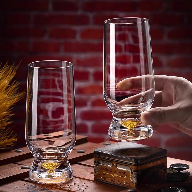 Zestawy 2 szt. Luksusowe Złote Folie Kieliszki do Wina Kreatywne Kryształowe Szklanki Kieliszki do Koktajli Domowe Wykwintne Kieliszki do Whisky Akcesoria Barowe