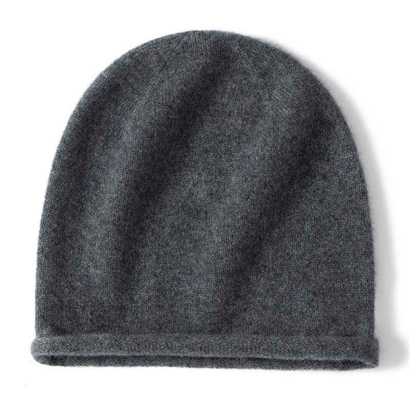 Women's 100% Pure Cashmere Autumn/Winter Versatile Knit Hat - Solid Color, Warm & Stylish