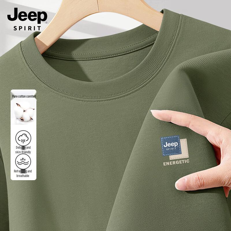 JEEP SPIRIT Men s American Style Loose Fit Heavyweight Cotton T-Shirt XL