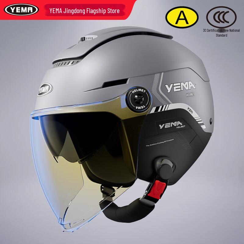 YEMA 370S Dual Visor All-Season Motorcycle & E-Bike Half Helmet