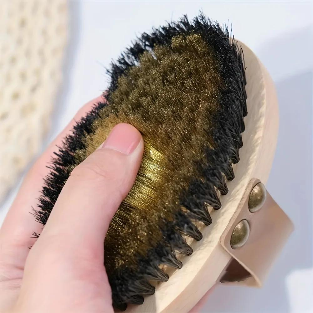 Copper Ion Dry Body Brush Bath Brushes with Beech Wood Bristles Meridian Massage Tool Bathing Accessories