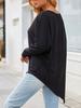 Women's Oversize Long-Sleeve Spring/Fall Asymmetrical Hem T-Shirt