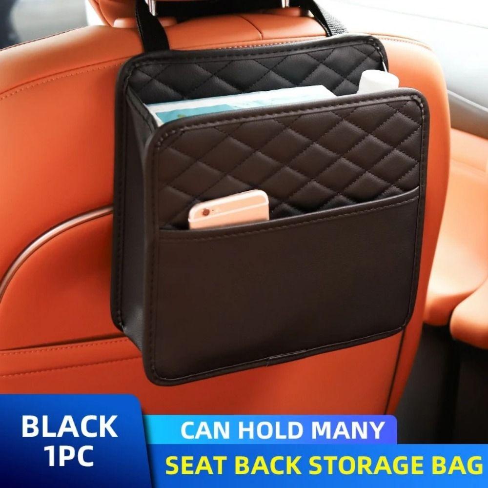 Multifunctional Car Backseat Storage Bag Leather Vehicle Leather Storage Bag Automobile