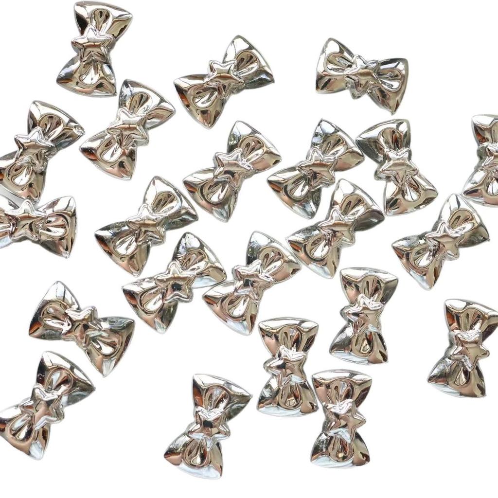Electroplated Silver Bow Tie Acrylic Beads for DIY Bracelet Chain Jewelry