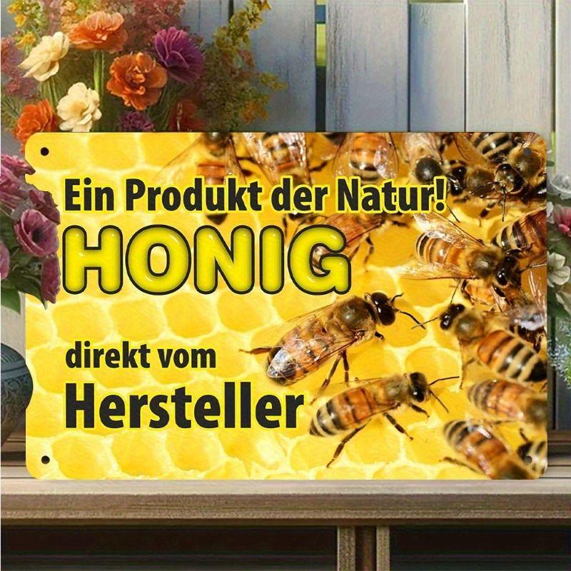 Vintage Bees & Honey Metal Tin Sign for Kitchen Farm Interior Decor