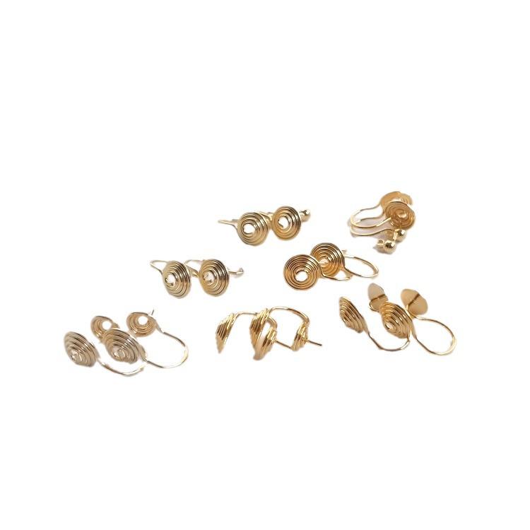 Złoto 14K/18K Klipsy do uszu typu mosquito coil bez przekłuwania - Ręcznie robione kolczyki DIY bez bólu