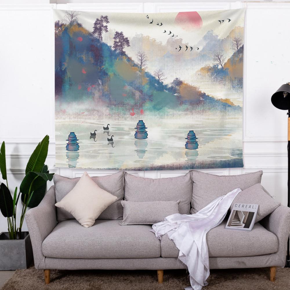 Bedroom Hanging Cloth Printed Tapestry Chinoiserie Wall Cloth Household Hanging Picture Living Room Decorative Cloth