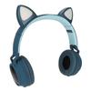 Cat Ear Gaming Headphones Deep Bass LED Light Foldable Cute Cat Ear Headset with Soft Earmuffs Blue