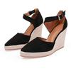 Fashion 10CM Spring Pointed Wedges Heel Single Shoes Platform High Heel Hollow Women's Shoes Straw Hemp Rope Sole Women's Sandals