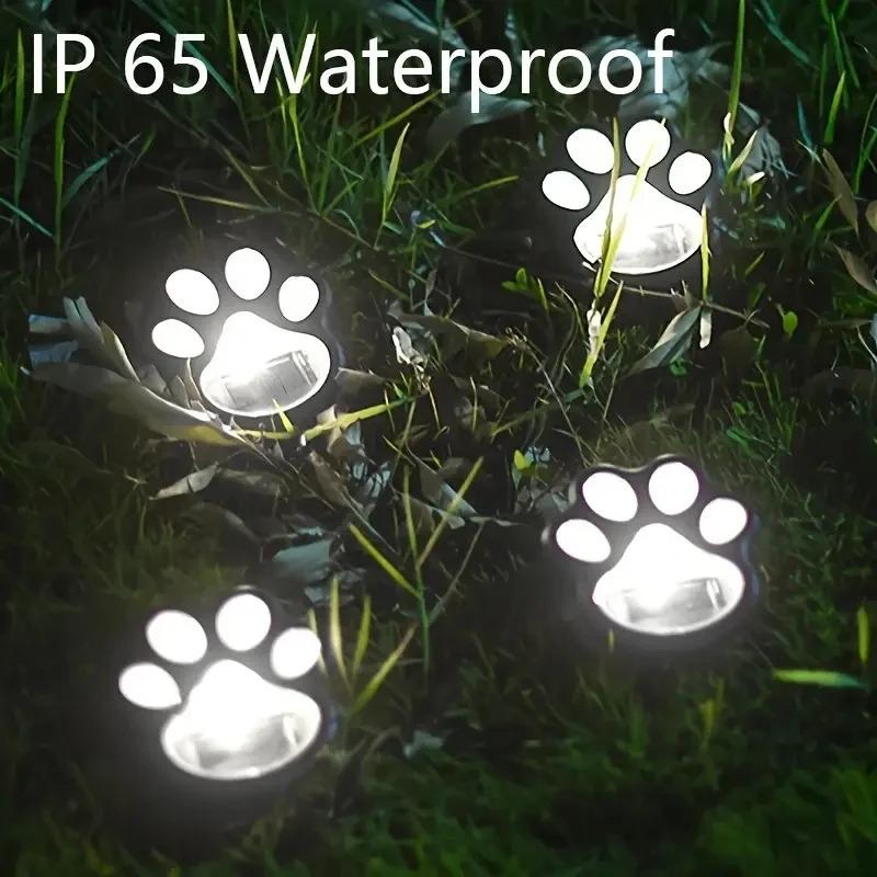 Solar Solar Cat-claw Lamp Outdoor Waterproof LED Pathway Markers for Garden Patio Lawn Camping Creative Animal Paw Decor Automatic Night Light