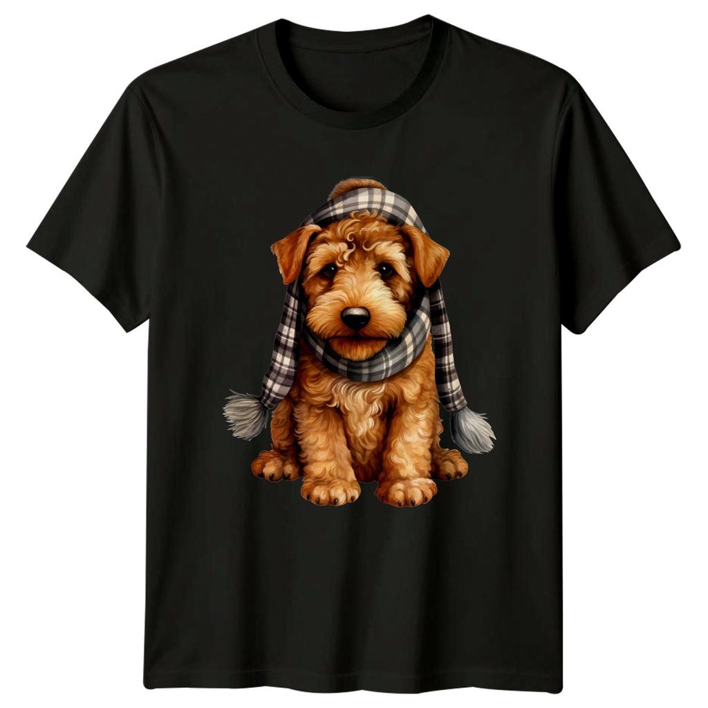 Goldendoodle Puppy Winter Scarf Hat Animals Dogs Unisexs TShirt Unisexs Tee Graphic
