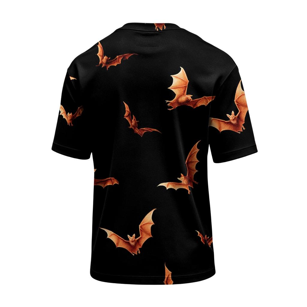 Men’s Casual Crew Neck Lightweight Breathable Short Sleeve T Shirt with Halloween Bat Print Loose Fit Comfortable Top