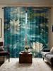 2pcs Water Lotus Print Sheer Curtains - Modern Design   Polyester Knit Fabric   Machine Washable - Suitable For Bedroom   Office