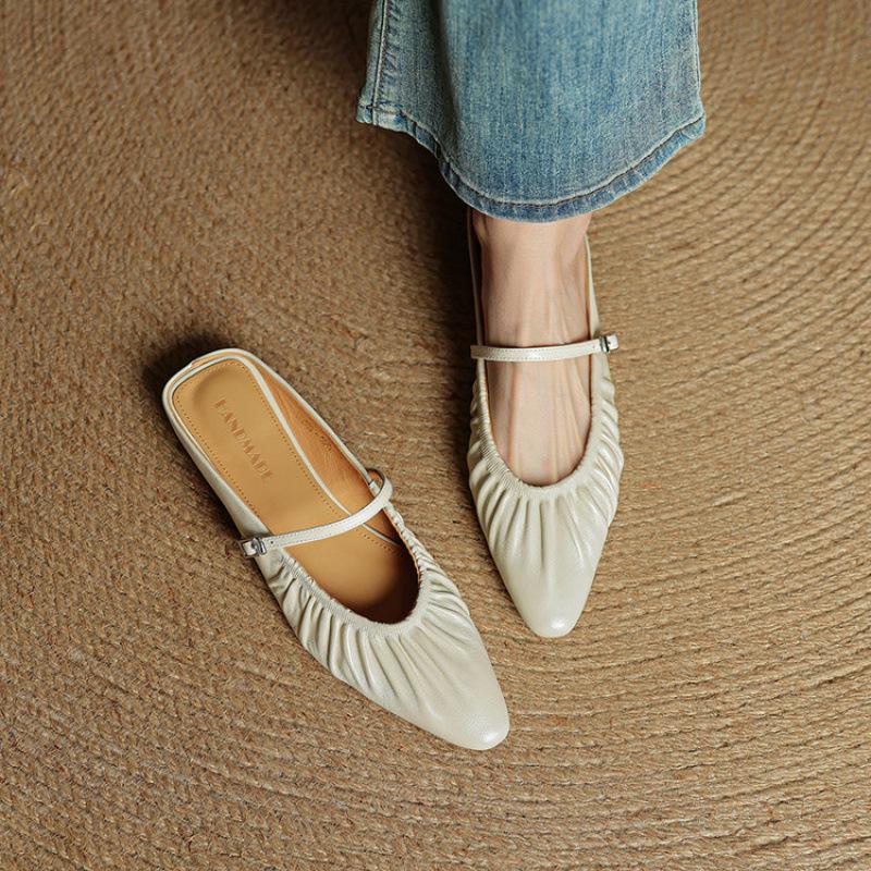 New Flat-bottomed Slippers Women's Summer Women's Bag Head Slippers Casual Solid Color Beef Tendon Soft Bottom Comfortable and Soft Pedal