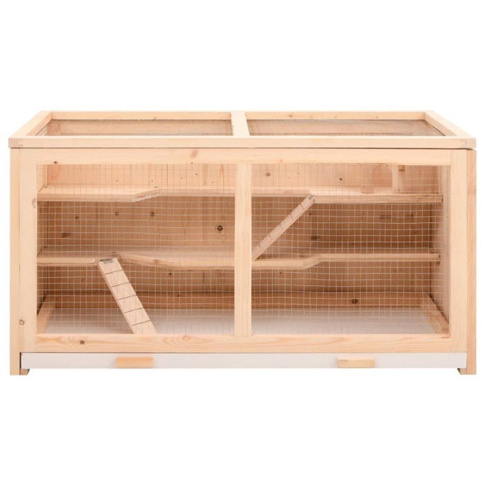 Cage à hamster - Bois massif de sapin - 89,5x45x45 cm - Intérieur - Montage facile - Marron