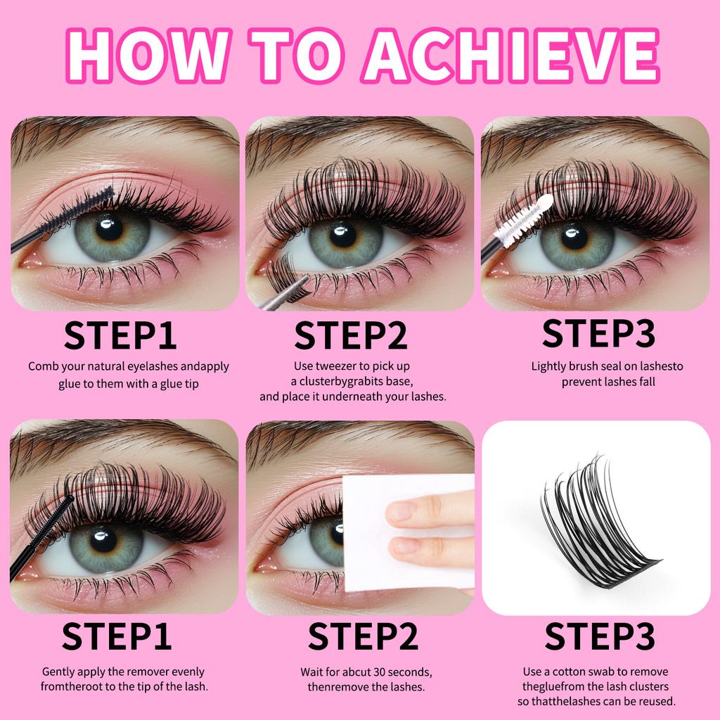 Thick False Eyelashes 10-18Mm Single Tuft Hair With Eyelash Glue Set
