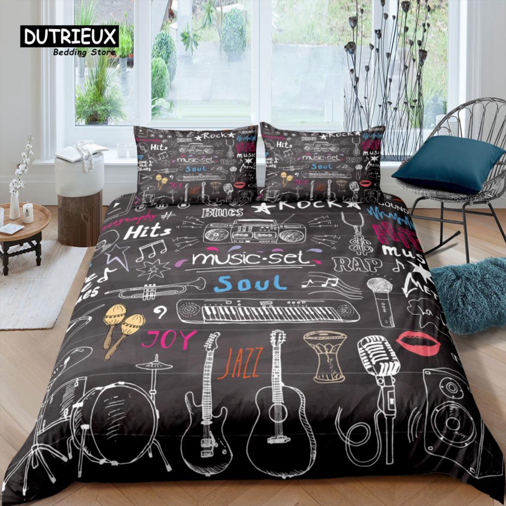 Comforter Home Living Luxury 3D Music Set Bedding Set Girls Kids Bedding Set Queen And King Eu/Us/Au/Uk Size
