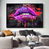 Graffiti di Strada Labbra Pop Art Pittura su Tela Poster Astratti sull'Amore e Stampa Soggiorno Decorazione Domestica Arte Immagini da Parete