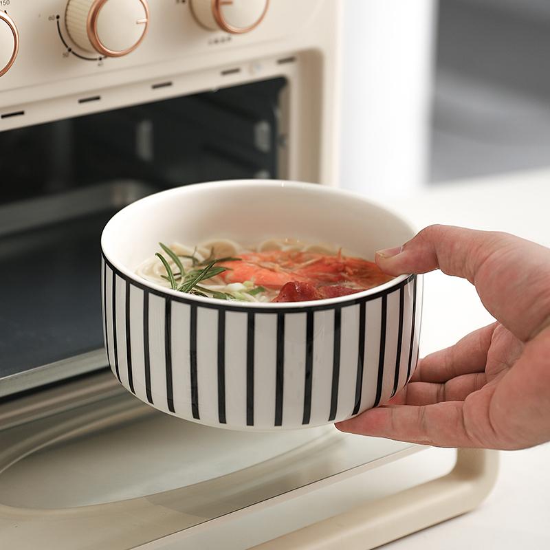 Microwave Oven Special Ceramic Lunch Box Fresh-keeping Box Round Heat-resistant Lunch Box Bowl with Lid Kitchen Rice Sealed Bowl