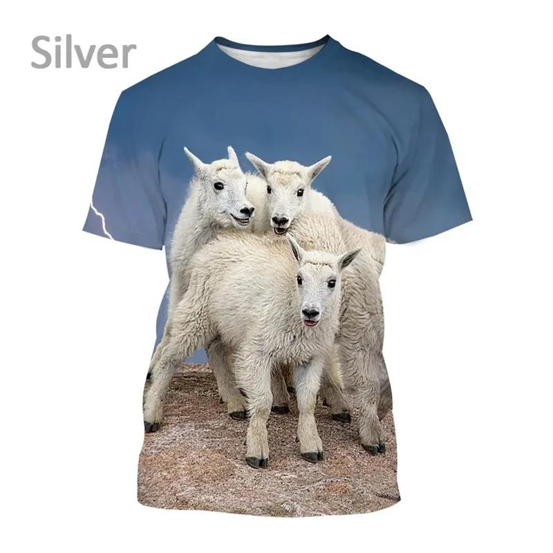 

Summer Round Neck Animal Goat Sheep Graphic 3D Print Top Fashionable Casual Short Sleeved Men s and Women s Unisex T-shirts XS