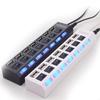 7 Ports LED USB 2.0 Adapter Hub Power On/off Switch for PC Laptop BK