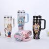 Cartoon 40oz Handle Car Cup 304 Stainless Steel Thermos Cup Outdoor Portable Straw Cup