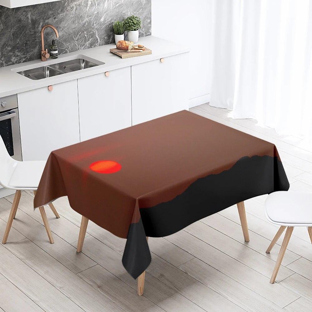Day Road Dusk Sunset Scenery Printed Tablecloth Outdoor Picnic Camping  Antifouling Waterproof Table Home Decoration