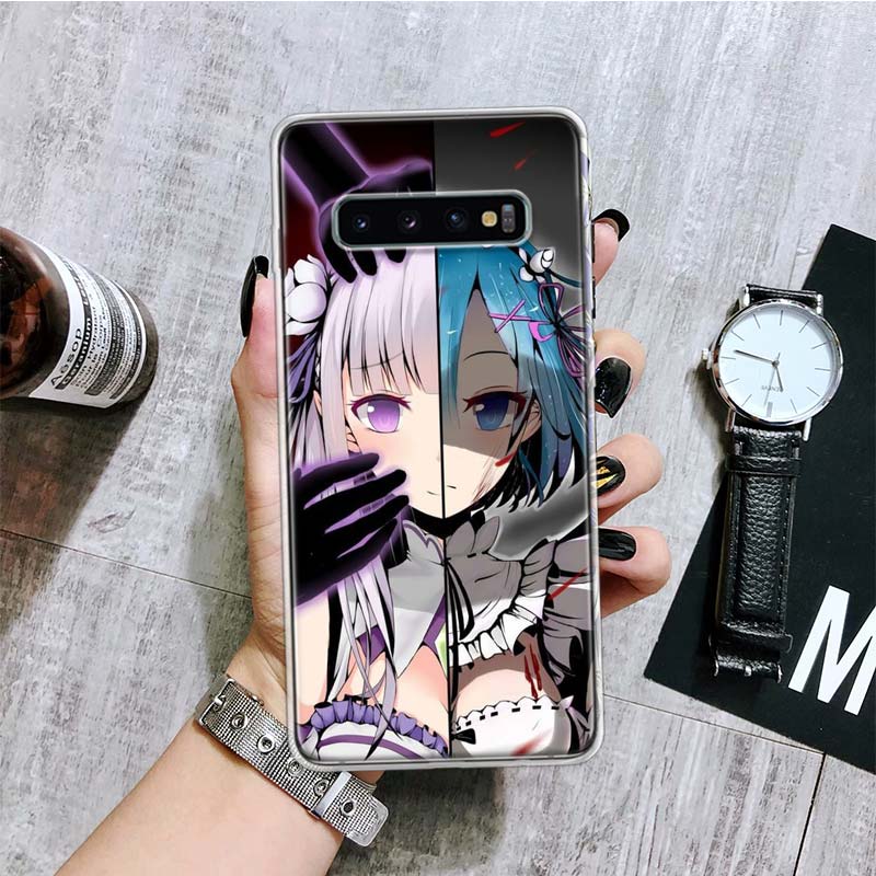 ReZERO Ram Rem Anime Phone Case For Samsung Galaxy S20 FE S10 Plus S21 S22 Ultra S10E S9 S8 S7 Edge J4 + Fundas Cover Coque