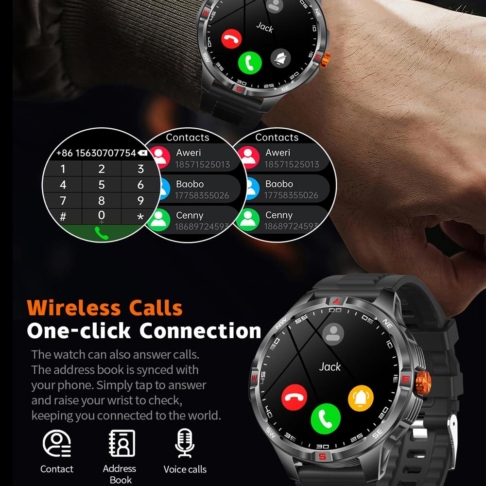 1000 mAh Battery Outdoor Smart Watch Men GPS Sport Compass AI Voice Assistant Watch 5ATM Waterproof Outdoor Smartwatch New