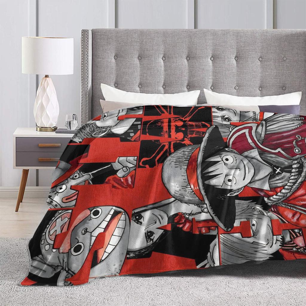 Luffy Anime  Fleece Throw Blanket Luffy Zoro Sanji Blankets for Bed Car Super Soft Bedding Throws,