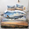 Airplane King Queen Full Duvet Cover Vintage Fighter Bedding Set for Kids Teens Adults Sky Clouds Grey 2/3pcs Soft Quilt Cover