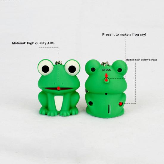 Glowing Toy Sound Effect Funny Animal Shape Built-in Battery Lovely Entertainment ABS Cartoon Frog Key Ring Gift
