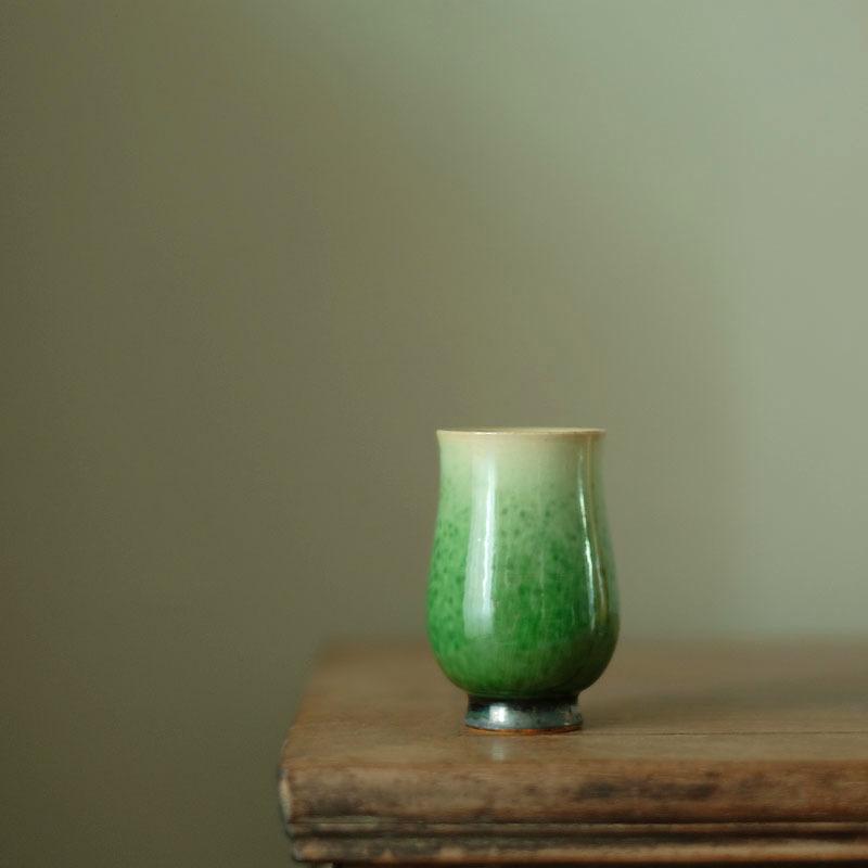 High temperature kiln change glaze high foot smell cup handmade women use firewood kiln change small teacup three colors